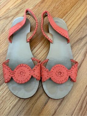 Jack Rogers Coral Whipstitch Leather Slingback Sandals